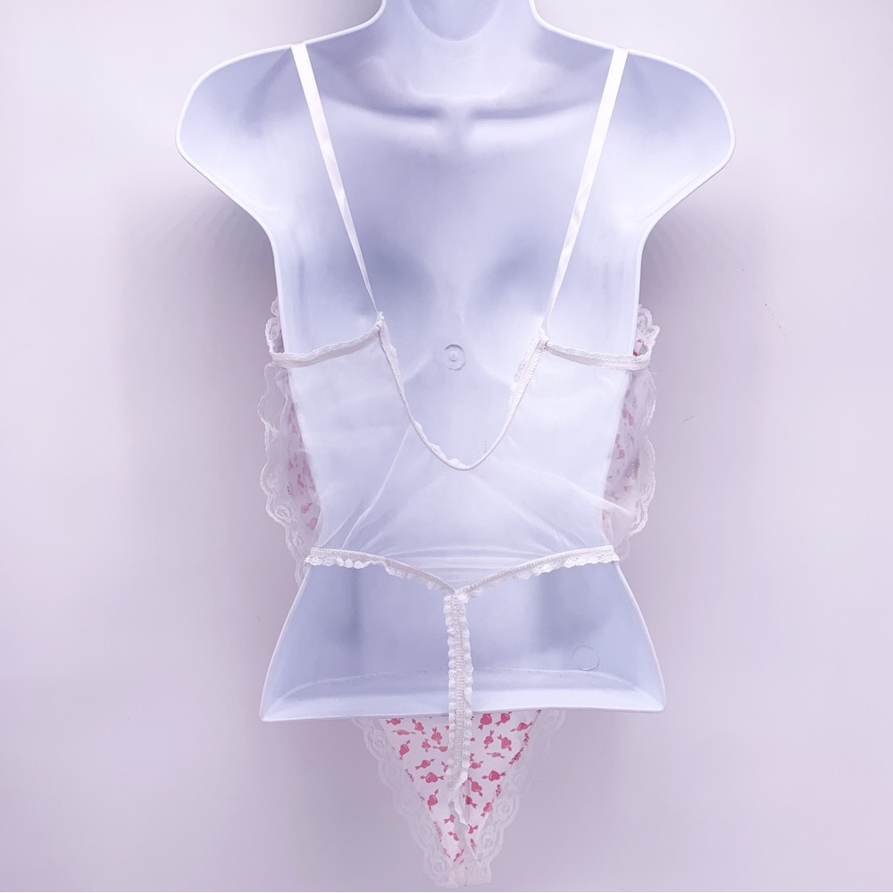 VINTAGE Heart and Bow Teddy Bodysuit Lingerie Size S/M - Picture 6 of 9